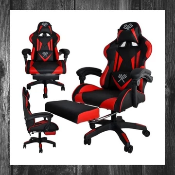 Scaun gaming MALATEC cu suport pentru picioare, negru-roșu 00008979