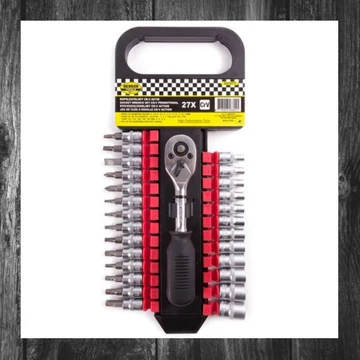 Set de tubulare și biți – 27 piese, Cr-V 007877

