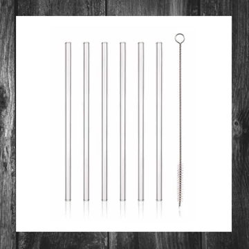 Set de paie din sticlă cu perie de curățare, 20 cm, drepte – 04269951