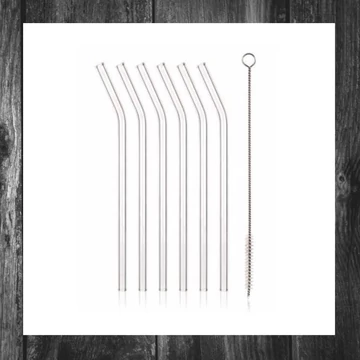 Set de paie din sticlă cu perie de curățare, 20 cm, curbate – 04269953