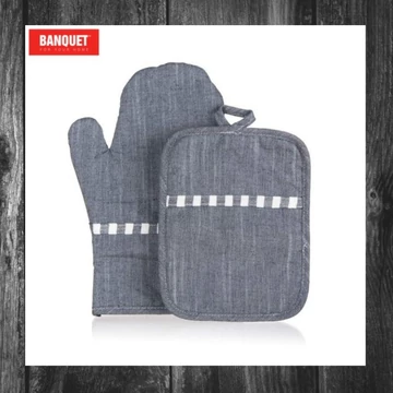 Set mănușă de cuptor și suport termic BANQUET DENIM, gri – 10005858