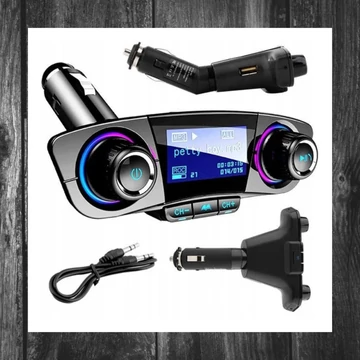 Transmițător FM Bluetooth 8 în 1 cu 2 Porturi USB, 5.0, Negru 10049