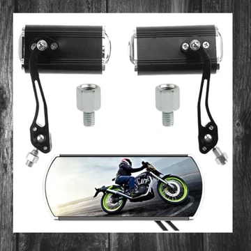 Oglindă motocicletă din aluminiu cu suport pentru lampă, cod 14540