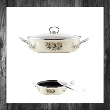 Perfect Home – Oală emailată Oliva cu capac de sticlă, 26 cm – Model 14835