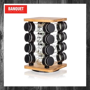 Set suport negru pentru condimente BANQUET CULINARIA, 16 piese, model 28681087
