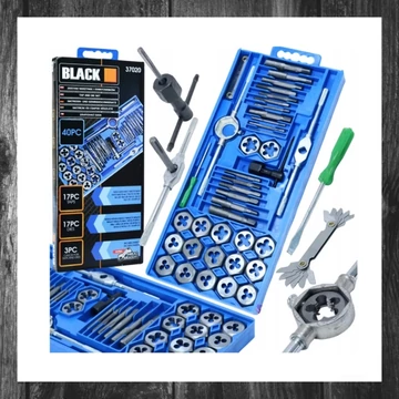 Set BLACK de filetat și tarodat, 40 piese, cu instrumente de calibrare – Model 37020
