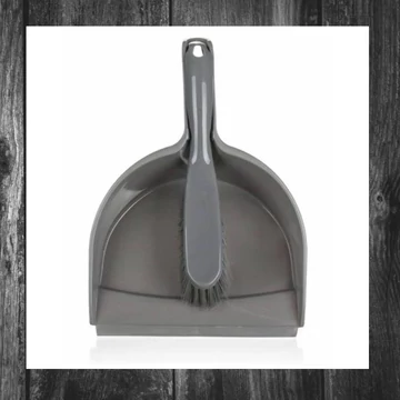 BRILANZ ECONOMY – Set mătură și lopată de mână cu margine din cauciuc, argintiu – 43945301