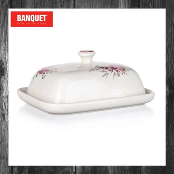 Vas ceramic pentru unt BANQUET Rose, 18 x 13,4 x 8 cm, model floral 60322086