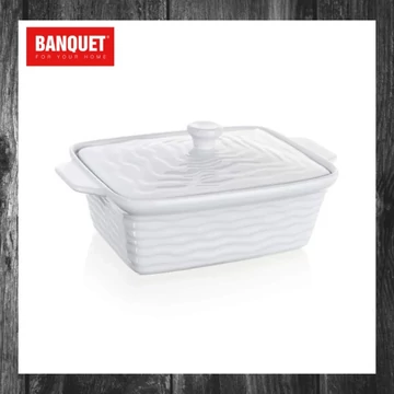 Tavă ceramică dreptunghiulară cu capac Banquet – Culinaria, 28x18 cm, cod 60ZF09