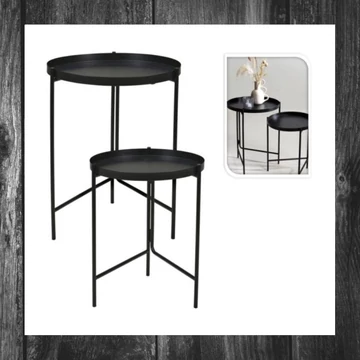 Set 2 mese laterale negre din metal 62752.8