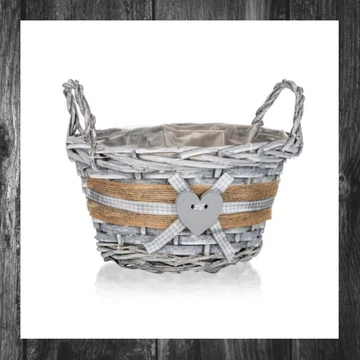 HOME DECOR Coș împletit cu mâner, rotund, gri, 19 × 11 cm 63940596
