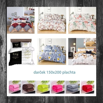 Set de lenjerie de pat 7 piese random + cadou cuplă de 150x200 cm