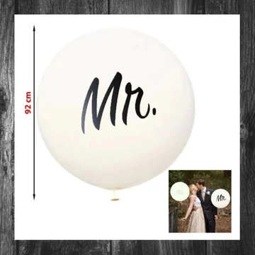 Balon uriaș XL cu inscripția „MR”, alb, 92 cm 85427