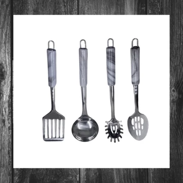 Set bucătărie Eisenbach A0019 – 4 piese, inox, mânere cu aspect de marmură
