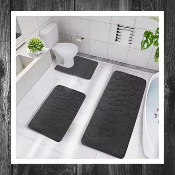 Set de 3 covorașe de baie din spumă cu memorie – Negru – AF517184SZ