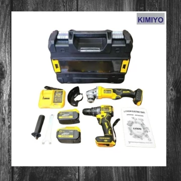Set KIMIYO CH24-48 – Șurubelniță cu acumulator + Polizor unghiular 128V, 2 baterii Li-ion, motor fără perii