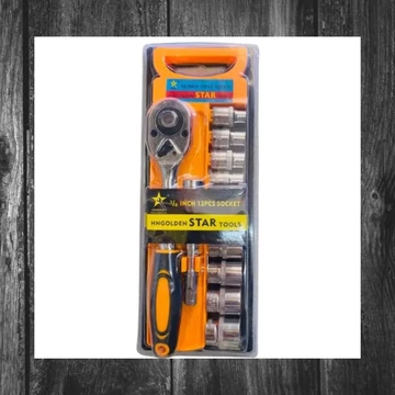 Set de chei tubulare 1/2", 12 piese, cu cheie cu clichet – Model CK-02