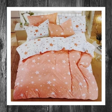 Set 7 piese lenjerie de pat PLÜSS, model stea căzătoare, piersică HCS-B