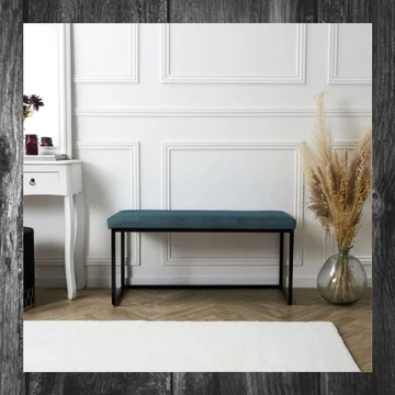 Bancă Giulia din catifea albastră, design canelat – HD6837