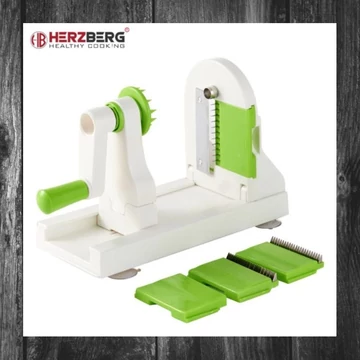 Herzberg Spiralizer Set pentru Legume cu Lame din Oțel Inoxidabil Interschimbabile, Verde-Alb, HG-8030