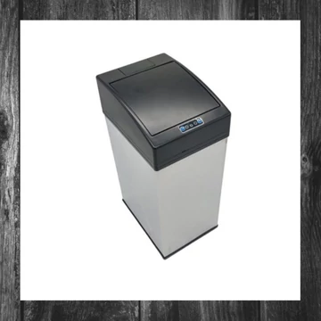 Coș de gunoi automat cu senzor Worth Air, 7 litri, inox, capac negru, recipient interior detașabil KE23-445
