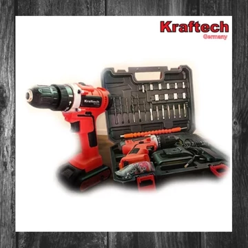 Mașină de găurit și înșurubat Kraftech KTCDD21LD, 21V, cu 98 piese și 2 baterii