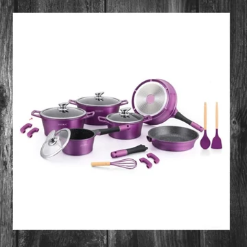 Set de vase cu strat de marmură Royalty Line RL-ES1014M, 17 piese