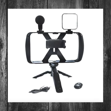 Selfie Stick Negru cu Telecomandă Bluetooth, Tripod, Iluminare LED și Microfon TL-49T
