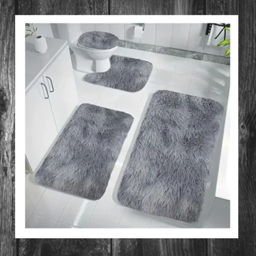 Set covorașe de baie din material moale, 4 piese, gri UL719812S