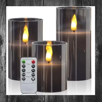 Set de 3 lumânări LED cu efect de flacără realistă YK587686
