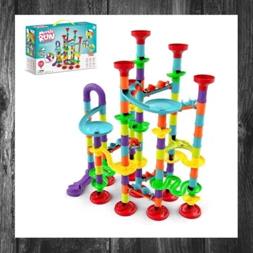 Set de construcție Prolight Marble Run cu bile de sticlă, 142 piese holm8126