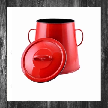 Recipient mare pentru untură Perfect Home, emailat, capacitate 10 litri, roșu, cod 10428