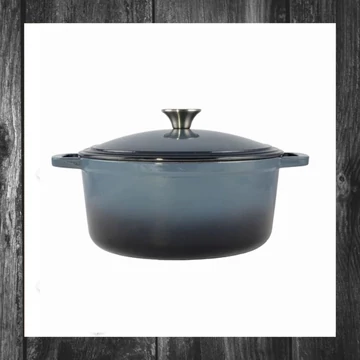 Cratiță din fontă emailată Perfect Home, 28 cm (~6,5 litri), albastru oțel, cod 15720