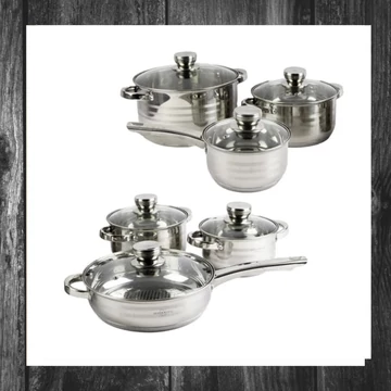 Set de vase Queen Royal QR-8878, 12 piese, oțel inoxidabil