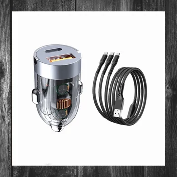 Set încărcător auto 120 W, adaptor auto cu două porturi + cablu de încărcare Holm8438
