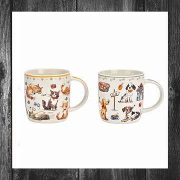 Porcelán Bögre Macska/Kutya Dekorációval 10042735