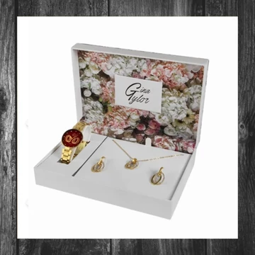 Set cadou Gina Tylor cu ceas metalic, colier și cercei – 1800205004