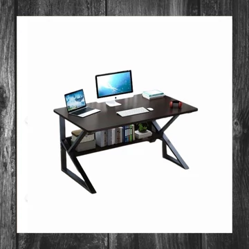 Masă de calculator cu raft, neagră, 80 x 40 cm, STL04CZ