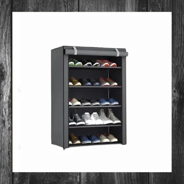 Raft de pantofi cu 5 niveluri – cu husă rabatabilă, gri JY638049