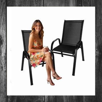 Set de 2 scaune de grădină Gardlov – negru – 25290