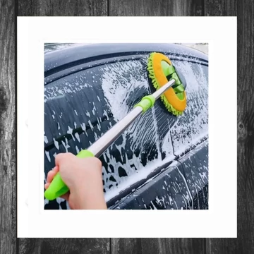 Mop auto cu mâner lung și perie cu fibre moi QK106444 – Verde