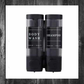 Dozator de perete pentru șampon și gel de duș lichid – 2 compartimente, design negru 44266967f2