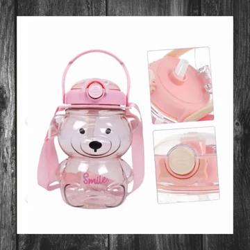 Sticlă de apă cu mâner – ursuleț roz 1000 ml BD27