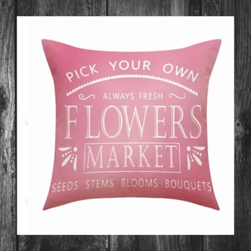 Husă pentru pernă 45 × 45 cm, cu inscripția „FLOWERS MARKET” POD159