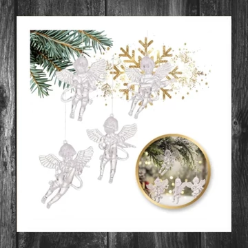 Decorațiune de Crăciun – Set îngerași cristal (4 buc.) KSN165