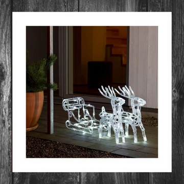 Decorațiune LED cu doi reni și sanie – decor de Crăciun pentru exterior RSZ-02