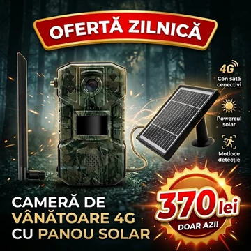 Cameră profesională de vânătoare 4G H2-LiveStream cu aplicație mobilă și panou solar H24Gsolar