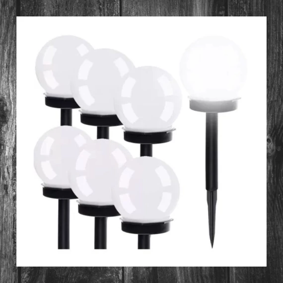 Set de 6 lămpi solare de grădină – glob, lumină alb rece 00023562