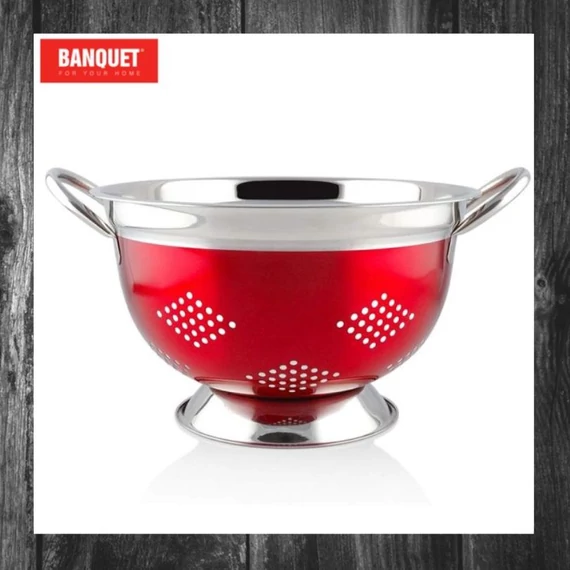 Strecurătoare din oțel inoxidabil Banquet AVANZA, 23,5 cm, roșie – 15851824R