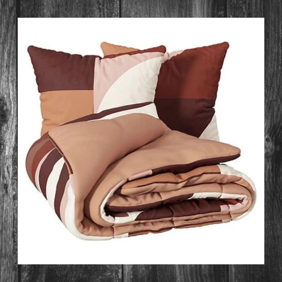 Set de lenjerie de pat cu model – Tatia 240x220, teracotă 209033